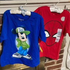 Brand New kid T-shirts spider man and Mickey mouse